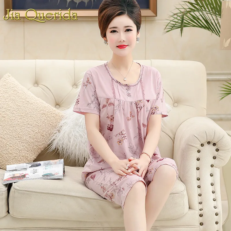 Big Size Pijamas Women Summer 2019 Plus Size Pajama Cotton Pink Floral Pj Set Mid-aged Lady's Cropped Trousers Women Pajamas Set
Big Size Pijamas Women Summer 2019 Plus Size Pajama Cotton Pink Floral Pj Set Mid-aged Lady's Cropped Trousers Women Pajamas Set
