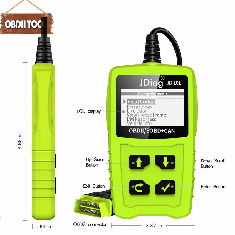 JDiag JD101 Code Reader for OBDII/EOBD/CAN fault codes cleaner JD-101 OBDII diagnostic scanner | Автомобили и мотоциклы