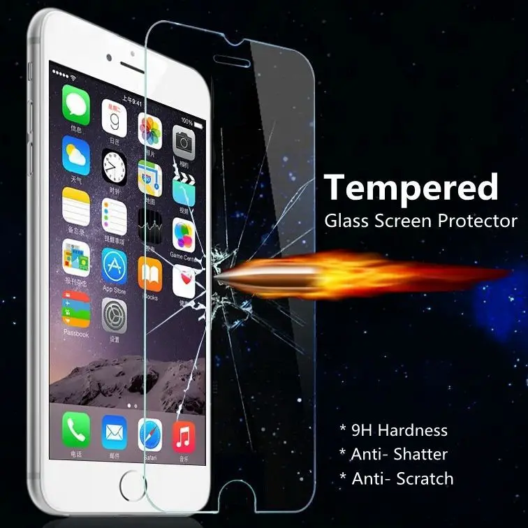 

0.26mm 9H Explosion-proof Premium Tempered Glass For iPhone X 8 4 4S 5 SE 5S 5c 6 6S 7 Plus Film Case Coque Fundas
