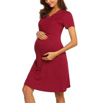 Women Maternity Short Sleeve Lace Nursing Baby Nightdress Breastfeeding Dress vestidos robe femme enceinte for photo shoot E1
Women Maternity Short Sleeve Lace Nursing Baby Nightdress Breastfeeding Dress vestidos robe femme enceinte for photo shoot E1