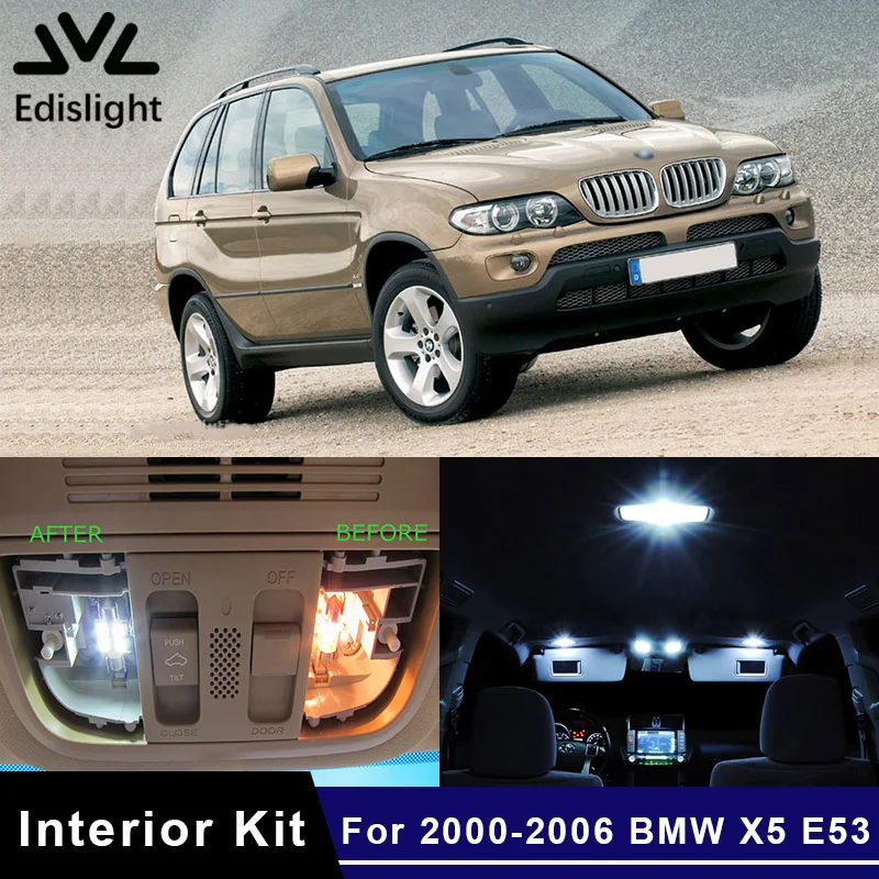 Edislight 20Pcs No Error Canbus LED Lamp Car Bulbs Interior Package Kit For 2000-2006 BMW X5 E53 Map Dome Trunk Door Plate Light
Edislight 20Pcs No Error Canbus LED Lamp Car Bulbs Interior Package Kit For 2000-2006 BMW X5 E53 Map Dome Trunk Door Plate Light