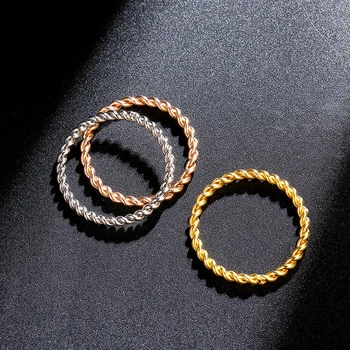 Round Rings For Women 1.5mm Thin Rose Gold/Silver/Gold Color Twist Rope Stacking Wedding Rings in Stainless Steel bijoux
Round Rings For Women 1.5mm Thin Rose Gold/Silver/Gold Color Twist Rope Stacking Wedding Rings in Stainless Steel bijoux