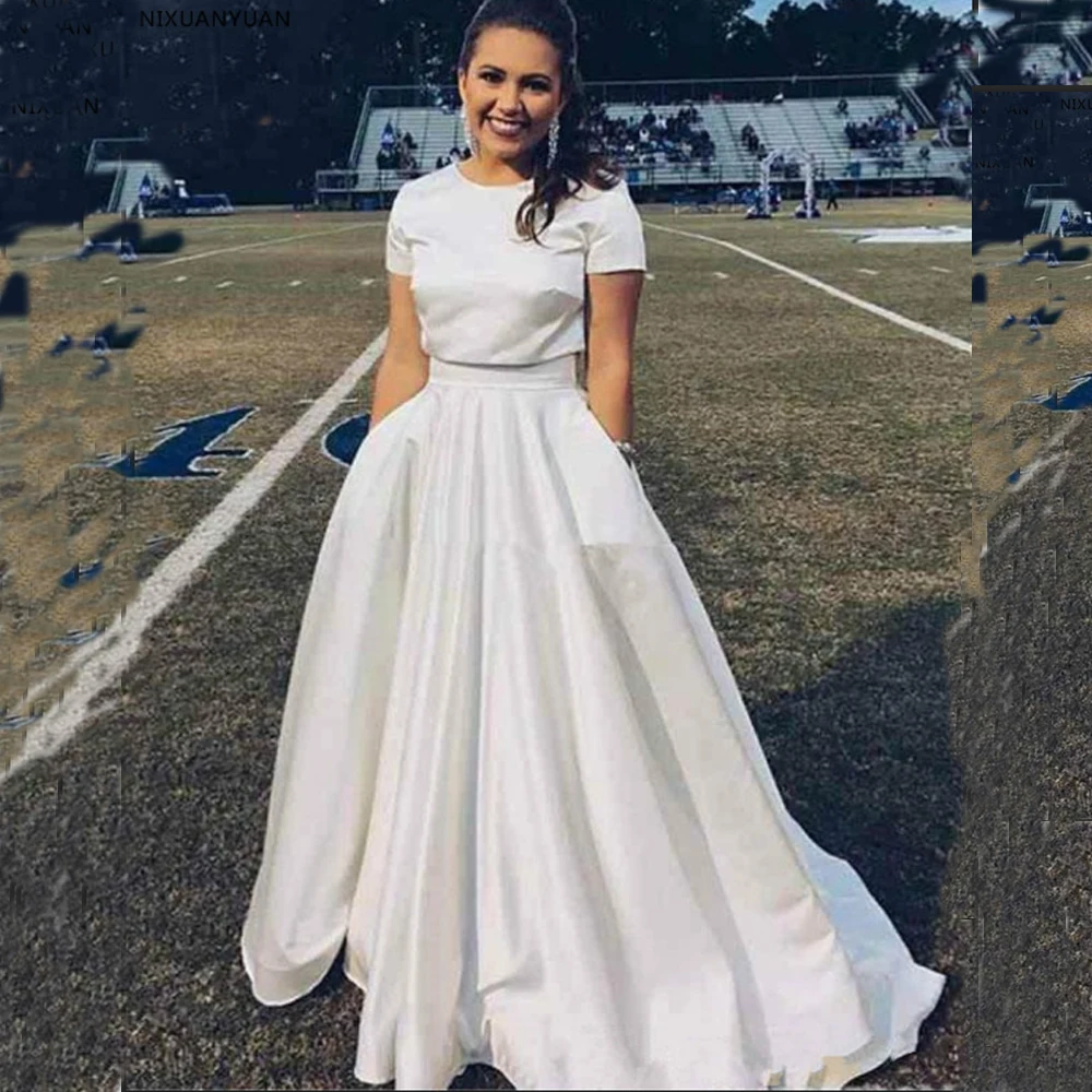 Simple Cheap Satin Wedding Dress Elegant Two piece A Line Floor Length Custom Made Bridal Gown Dresses
Simple Cheap Satin Wedding Dress Elegant Two piece A Line Floor Length Custom Made Bridal Gown Dresses