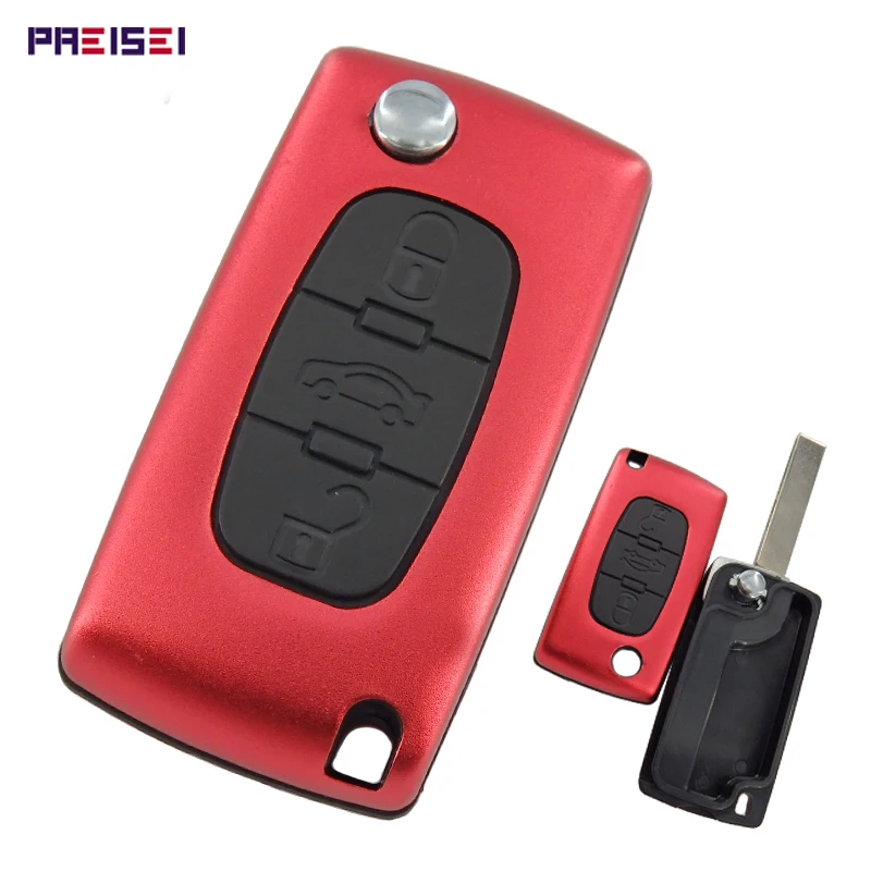 New Aluminum Red CE0523 Blade Groove 3 Buttons Flip Remote Key Case For Peugeot 407 Car Key Fob
New Aluminum Red CE0523 Blade Groove 3 Buttons Flip Remote Key Case For Peugeot 407 Car Key Fob