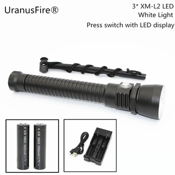Aluminum Diving Flashlight 3 * XM-L2 LED 3600LM White Light Waterproof Torch Use 18650 battery
Aluminum Diving Flashlight 3 * XM-L2 LED 3600LM White Light Waterproof Torch Use 18650 battery