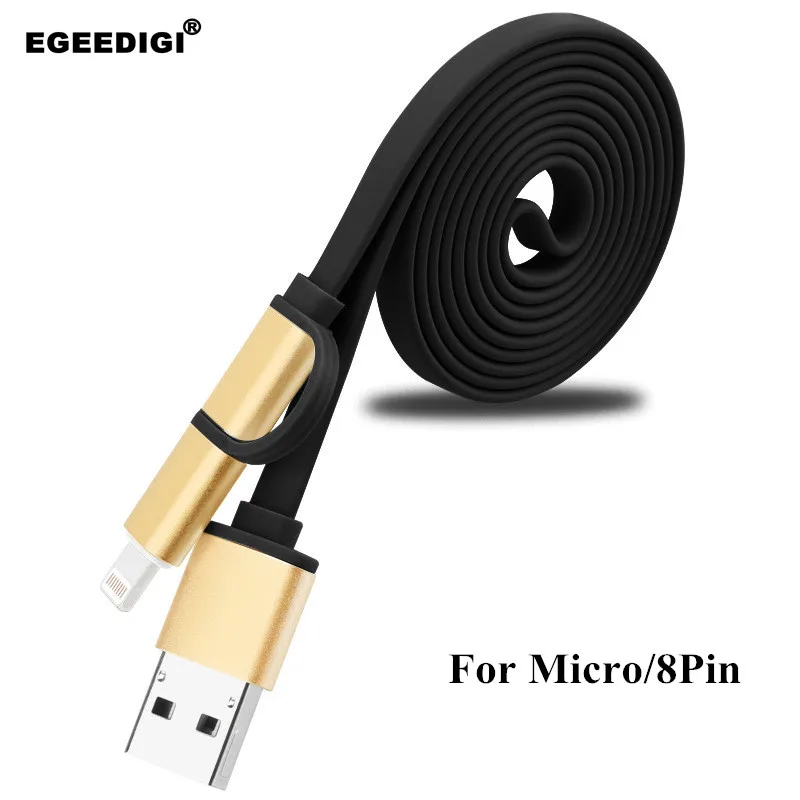 

Egeedigi 8Pin Micro USB 2in1 USB Cable 2.1A Max Fast Charging Cables For iPhoneX 8Plus Android SmartPhone For Lightning MicroUsb