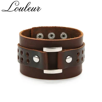 Louleur Punk Cool Rivet Man Genuine Leather Bracelets Hollow Wide Wrist Band Men Charm Bracelet Pulseira Jewelry Male Wristbands
Louleur Punk Cool Rivet Man Genuine Leather Bracelets Hollow Wide Wrist Band Men Charm Bracelet Pulseira Jewelry Male Wristbands