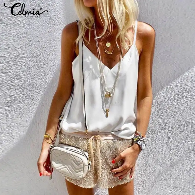 2019 Celmia Summer Camis Tank Tops Women Sleeveless Shirts Straps Sexy V Neck Top Causal Loose Solid Ladies Camisole Mujer S-5XL
2019 Celmia Summer Camis Tank Tops Women Sleeveless Shirts Straps Sexy V Neck Top Causal Loose Solid Ladies Camisole Mujer S-5XL