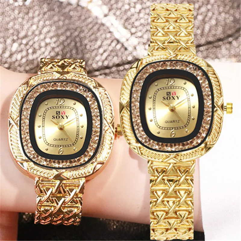 Hot Gold Women Watch Fashion Luxury Brand Bracelet Watch Dress Watches Steel Belt Quartz Wristwatch Ladies Relogio Feminino #W