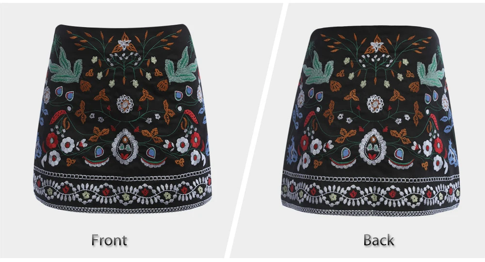 CharMma Women Embroidered Skirt Vintage Pencil Short Skirts (1)