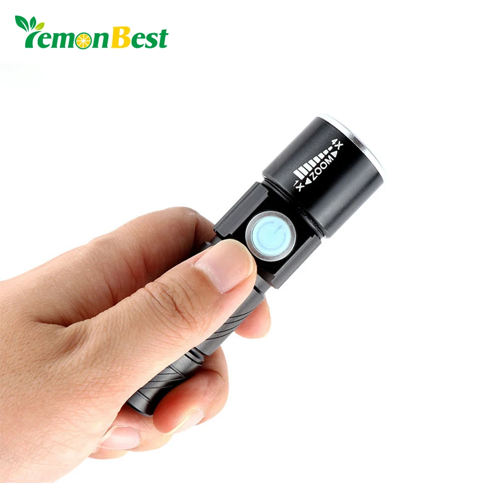 

Portable Mini USB Light Rechargeable 350LM LED Flashlight Outdoor Focus Adjustable Torch 3-Mode with Strap