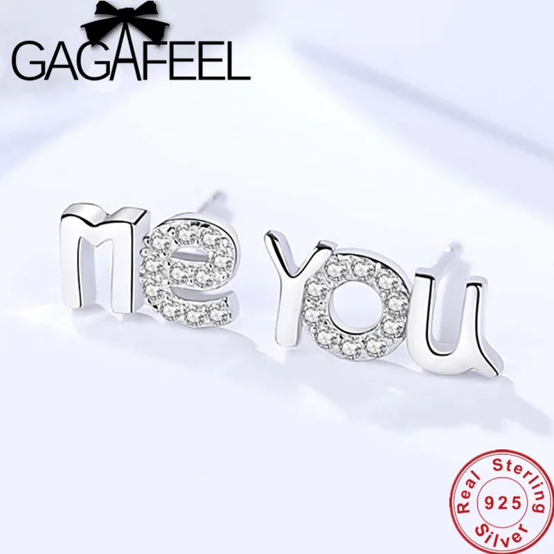 GAGAFEEL Romantic "ME & You " Letters Stud Earrings Pure Sterling Silver 925 Earrings for Women Girls Lovely Jewelry Top Quality
GAGAFEEL Romantic "ME & You " Letters Stud Earrings Pure Sterling Silver 925 Earrings for Women Girls Lovely Jewelry Top Quality