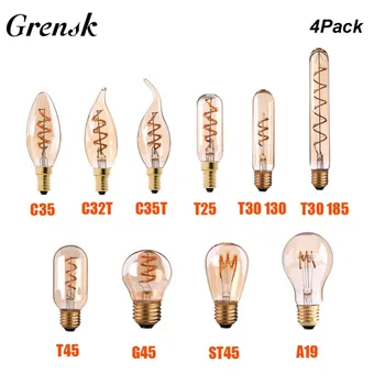 Grensk T25 C35 C32T C35T ST45 T45 G45 A19 T30 E27 Dimmable Spiral LED Filament Light Bulb 3W 2200K Retro Vintage Lamps Lighting
Grensk T25 C35 C32T C35T ST45 T45 G45 A19 T30 E27 Dimmable Spiral LED Filament Light Bulb 3W 2200K Retro Vintage Lamps Lighting