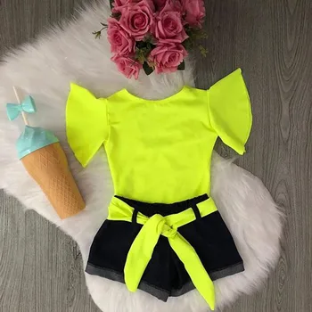 Baby Girl Outfit Sets summer Cotton Baby Girl Kid Short Sleeve Solid Ruffle Tops+ Jeans Shorts Outfits Set Yellow F503
Baby Girl Outfit Sets summer Cotton Baby Girl Kid Short Sleeve Solid Ruffle Tops+ Jeans Shorts Outfits Set Yellow F503