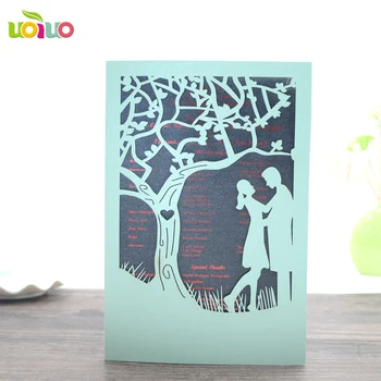 

20pc Promotional Gifts tree Greeting Cards,Elegant laser cutting wedding invitation card