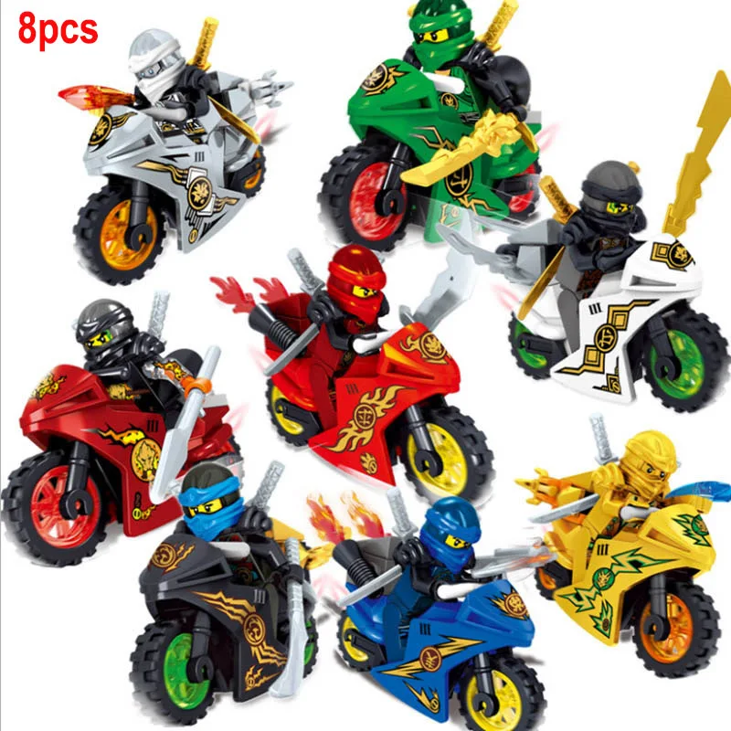 8Pcs Figures Ninjagoing Cole Kai Jay Lloyd Nya zane Golden Ninja with Motorcycle Ninjago Building Block Toy For Children
8Pcs Figures Ninjagoing Cole Kai Jay Lloyd Nya zane Golden Ninja with Motorcycle Ninjago Building Block Toy For Children
