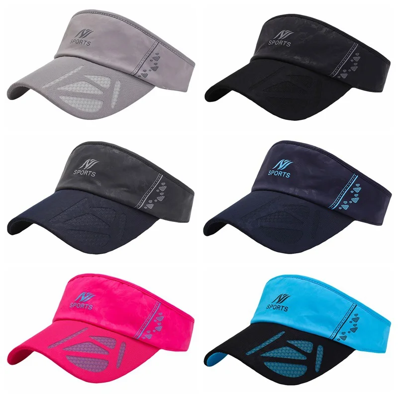 

2019 Men Women Cap Summer Visor Sun Hat Casual Ajustable Ponytail Hats Empty Top Unisex Sunscreen Caps For Tennis Golf Running