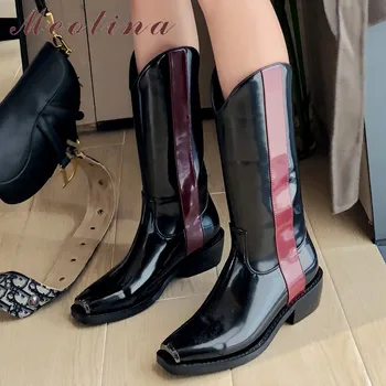 Meotina Autumn Western Boots Women Natural Genuine Leather Thick Heels Mid Calf Boots Mixed Colors Square Toe Shoes Lady Size 39
Meotina Autumn Western Boots Women Natural Genuine Leather Thick Heels Mid Calf Boots Mixed Colors Square Toe Shoes Lady Size 39