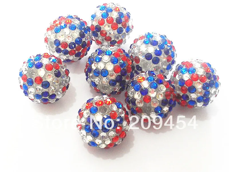 20mm 100pcs/lot Blue/white/red Mixed Resin Rhinestone Ball Beads,Chunky Beads For Kids Jewelry Making
20mm 100pcs/lot Blue/white/red Mixed Resin Rhinestone Ball Beads,Chunky Beads For Kids Jewelry Making