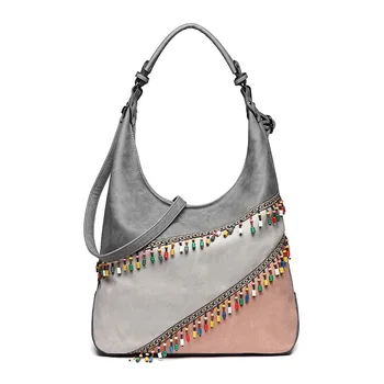 Miss Lulu Women Hobo Shoulder Bags Handbags Ladies Grey PU Leather Top-handle Bags Totes Crossbody Bags Coloful Pendant YD6810
Miss Lulu Women Hobo Shoulder Bags Handbags Ladies Grey PU Leather Top-handle Bags Totes Crossbody Bags Coloful Pendant YD6810