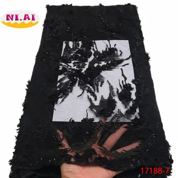 High Quality Nigerian French Beaded Lace Embroidered Black Lace Fabric For Wedding Dress 2018 African 3D Lace Fabric XY1718B-4
High Quality Nigerian French Beaded Lace Embroidered Black Lace Fabric For Wedding Dress 2018 African 3D Lace Fabric XY1718B-4
