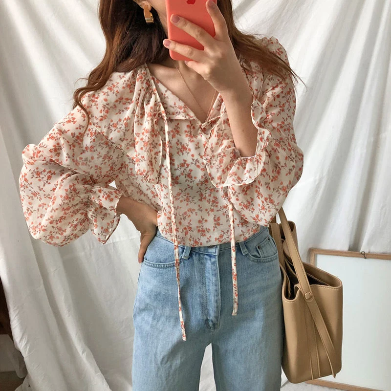 Spring Summer Ruffles Little Flower Print Shirt Women Top Kawaii Blouse Chemise Femme Chemisier Blusa Mujer Camisa
Spring Summer Ruffles Little Flower Print Shirt Women Top Kawaii Blouse Chemise Femme Chemisier Blusa Mujer Camisa