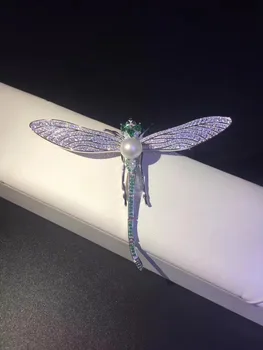 925 sterling silver with cubic zircon dragonfly brooch pins natural fresh water pearl 7-8MM perfect round fine women jewelry
925 sterling silver with cubic zircon dragonfly brooch pins natural fresh water pearl 7-8MM perfect round fine women jewelry