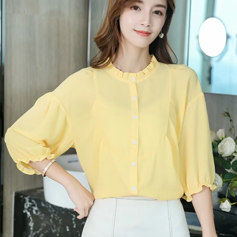 Harajuku New Spring Autumn Blouse Women Puff Sleeve Shirts Fashion Leisure Chiffon Shirt Ruffle Office Ladies Yellow White Tops
Harajuku New Spring Autumn Blouse Women Puff Sleeve Shirts Fashion Leisure Chiffon Shirt Ruffle Office Ladies Yellow White Tops