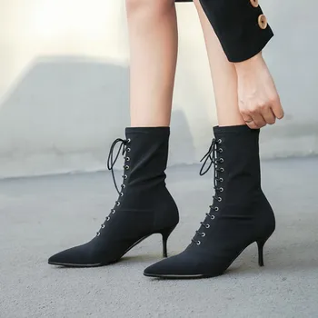 Stretch Fabric Pointed Toe Stilettos High Heel Shoes Woman Ankle Boots Solid color Carda Elsie Bootie Chesta Black beige
Stretch Fabric Pointed Toe Stilettos High Heel Shoes Woman Ankle Boots Solid color Carda Elsie Bootie Chesta Black beige
