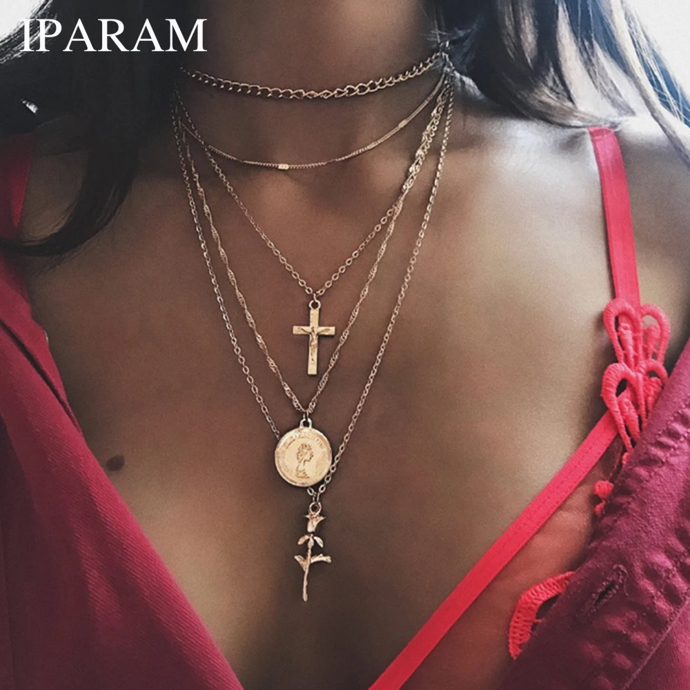 IPARAM Fashion Multiple Layers Cross Necklaces For Women Charm Gold Color Chokers Necklace Boho Collares Female Party Jewelry
IPARAM Fashion Multiple Layers Cross Necklaces For Women Charm Gold Color Chokers Necklace Boho Collares Female Party Jewelry
