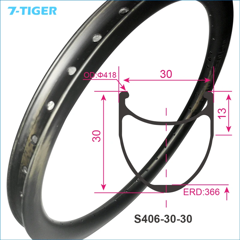 Image 7 tiger  20inch 406 Carbon Fiber Clincher Rims Width 30mm Depth 30mm for Folding Bike or Recumbent Bike 20 24 28 holes