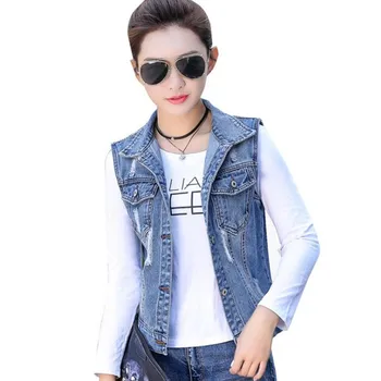 Fashion Casual Jeans Vest Cotton Short Femme Denim Vest Female Pockets Sleeveless Waistcoat Autumn Spring Women Jacket Coat Tops
Fashion Casual Jeans Vest Cotton Short Femme Denim Vest Female Pockets Sleeveless Waistcoat Autumn Spring Women Jacket Coat Tops