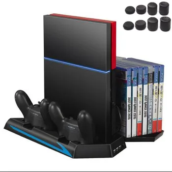 PS4 Vertical Stand Cooling Fan Dual Charging Station with 14 Slot Game Disc Storage 3 HUB Ports For PlayStation 4 V1 Showcase
PS4 Vertical Stand Cooling Fan Dual Charging Station with 14 Slot Game Disc Storage 3 HUB Ports For PlayStation 4 V1 Showcase
