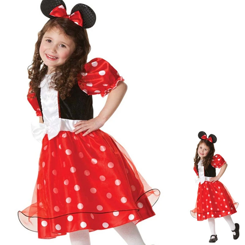 Shanghai Story mouse Dress Gown bow Dot Princess dresses + 1 Hairpin Kids Skirt Halloween Party Cosplay Costume For Girl | Тематическая