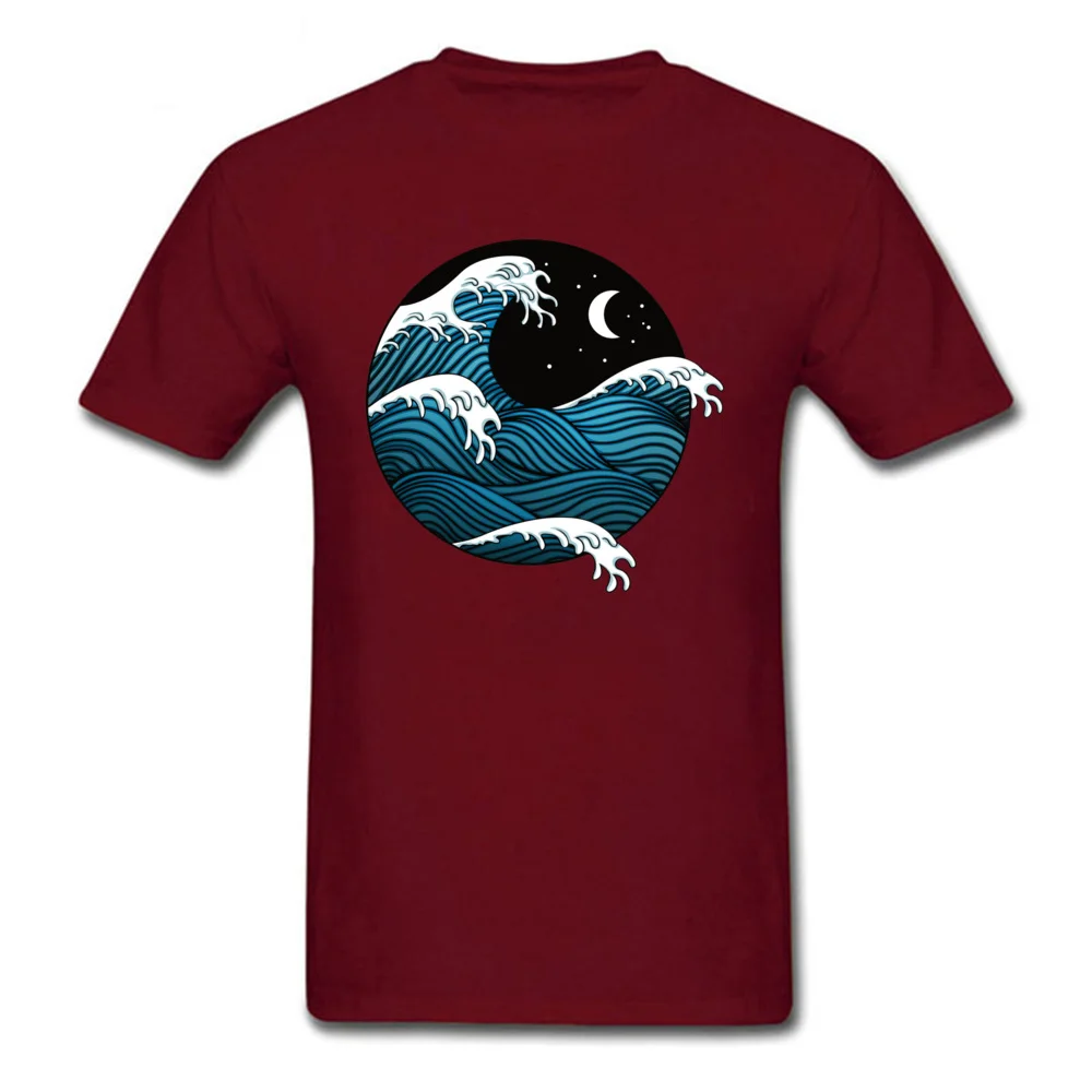Casual wave in circle Male T-shirts Hip Hop April FOOL DAY Short Sleeve Crew Neck 100% Cotton Tees Crazy T Shirt wave in circle maroon