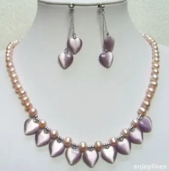 Free shipping 223 Genuine Pink Pearl Purple Opal Heart White Pendant Necklace Earrings 
Free shipping 223 Genuine Pink Pearl Purple Opal Heart White Pendant Necklace Earrings