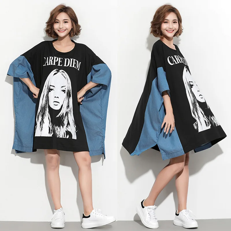 2019 New Summer Designer Mini Tshirt Dress Cartoon Print Loose Plus Size 5xl Tops Cotton Casual Unique Lady Jeans Big Clothes
2019 New Summer Designer Mini Tshirt Dress Cartoon Print Loose Plus Size 5xl Tops Cotton Casual Unique Lady Jeans Big Clothes
