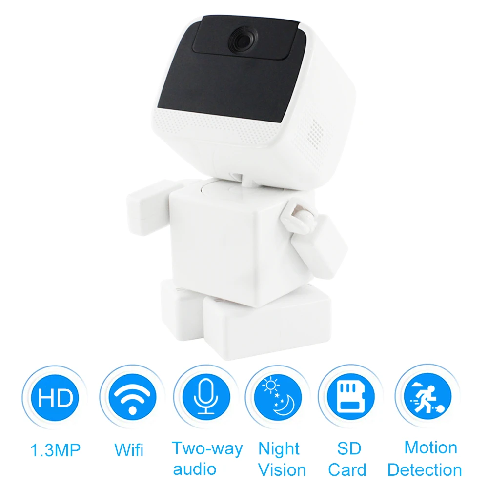 HD 960P Robot Camera Wifi Smart Security Clock Camera Wireless Baby Night Vision Monitor IP Camera Two Way Audio + TF Card Slot
HD 960P Robot Camera Wifi Smart Security Clock Camera Wireless Baby Night Vision Monitor IP Camera Two Way Audio + TF Card Slot