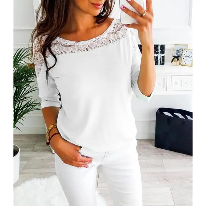 2019 Autumn White Lace Blusas Women T Shirt Tops Tee Shirt Femme Hollow Out Long Sleeve Office T-Shirts Elegant Tshirt WS9894C
2019 Autumn White Lace Blusas Women T Shirt Tops Tee Shirt Femme Hollow Out Long Sleeve Office T-Shirts Elegant Tshirt WS9894C