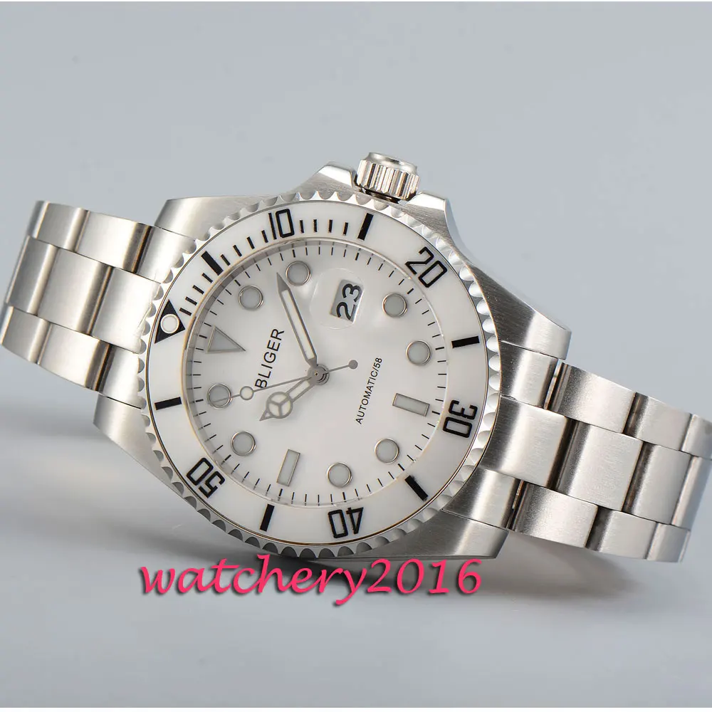 43mm Bliger luminous marks white dial deployment clasp sapphire crystal date Automatic movement Mechanical Men's Wristwatches
43mm Bliger luminous marks white dial deployment clasp sapphire crystal date Automatic movement Mechanical Men's Wristwatches