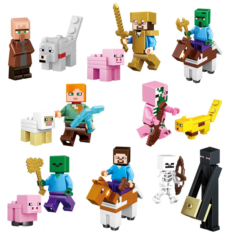 8pcs/lot Minecrafted Style Building Block Zombie Steve Pigman Alex Enderman Skeleton Weapon Toy Compatible With LegoINGlys
8pcs/lot Minecrafted Style Building Block Zombie Steve Pigman Alex Enderman Skeleton Weapon Toy Compatible With LegoINGlys