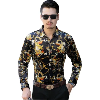 Fashion Velvet Slim Fit Man Dress Shirts Casual Long Sleeve Dragon pattern Shirts 2019 New M-4XL
Fashion Velvet Slim Fit Man Dress Shirts Casual Long Sleeve Dragon pattern Shirts 2019 New M-4XL
