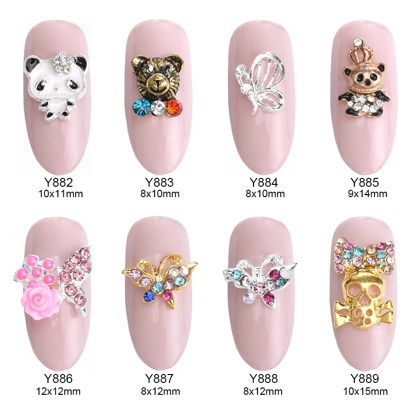 10pcs Cute bear metal nail art kung fu panda glitters butterfly strass mix rhinestones flowers skull bow jewelry nails Y882~889 
10pcs Cute bear metal nail art kung fu panda glitters butterfly strass mix rhinestones flowers skull bow jewelry nails Y882~889