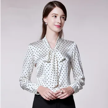 2019 Plus Size 4XL Real Silk Blouse With Bow Autumn Spring Polka Dot Shirt Female OL Long Sleeve Womens Tops and Blouses YQ341
2019 Plus Size 4XL Real Silk Blouse With Bow Autumn Spring Polka Dot Shirt Female OL Long Sleeve Womens Tops and Blouses YQ341