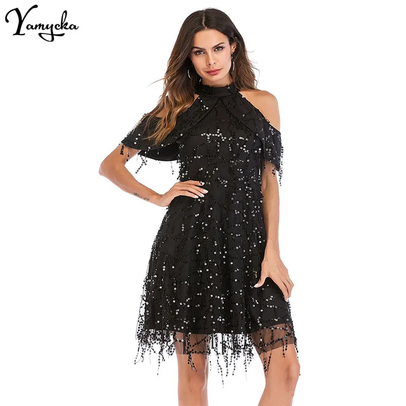 Summer Black Sequin Dress Women 2018 New Short Sleeve Strapless Stand Tassel Mesh Vestido Bodycon Mini Sexy Party Dresses
Summer Black Sequin Dress Women 2018 New Short Sleeve Strapless Stand Tassel Mesh Vestido Bodycon Mini Sexy Party Dresses