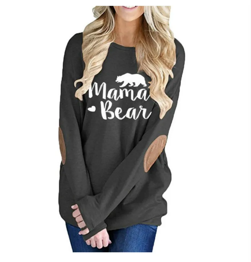 Women Casual Mama Bear Print Loose T Shirts New Autumn Harajuku Patchwork Long Sleeve Letter Print Tees Female Elbow Patch Tops
Women Casual Mama Bear Print Loose T Shirts New Autumn Harajuku Patchwork Long Sleeve Letter Print Tees Female Elbow Patch Tops