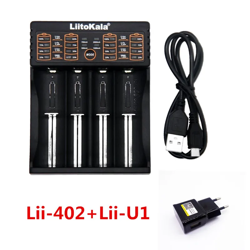 

NEW LiitoKala Lii-402 18650 Battery Charger For 26650 16340 RCR123 14500 LiFePO4 1.2V Ni-MH Ni-Cd Rechareable Battery+Lii-U1