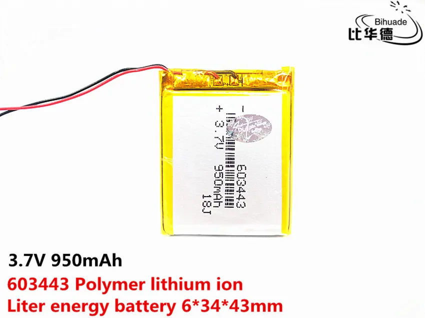 1/2/4Pcs 603443 3.7V 950mah Lithium polymer Rechargeable Battery with Protection Board For Bluetooth GSP Digital Products
1/2/4Pcs 603443 3.7V 950mah Lithium polymer Rechargeable Battery with Protection Board For Bluetooth GSP Digital Products