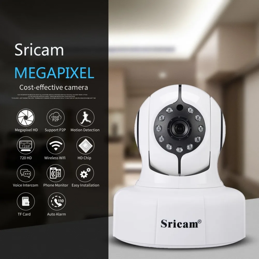 Sricam SP011 Electronics Wifi 720P P2P Night Vision Motion Detection Security IP Camera Support 128TF Card
Sricam SP011 Electronics Wifi 720P P2P Night Vision Motion Detection Security IP Camera Support 128TF Card