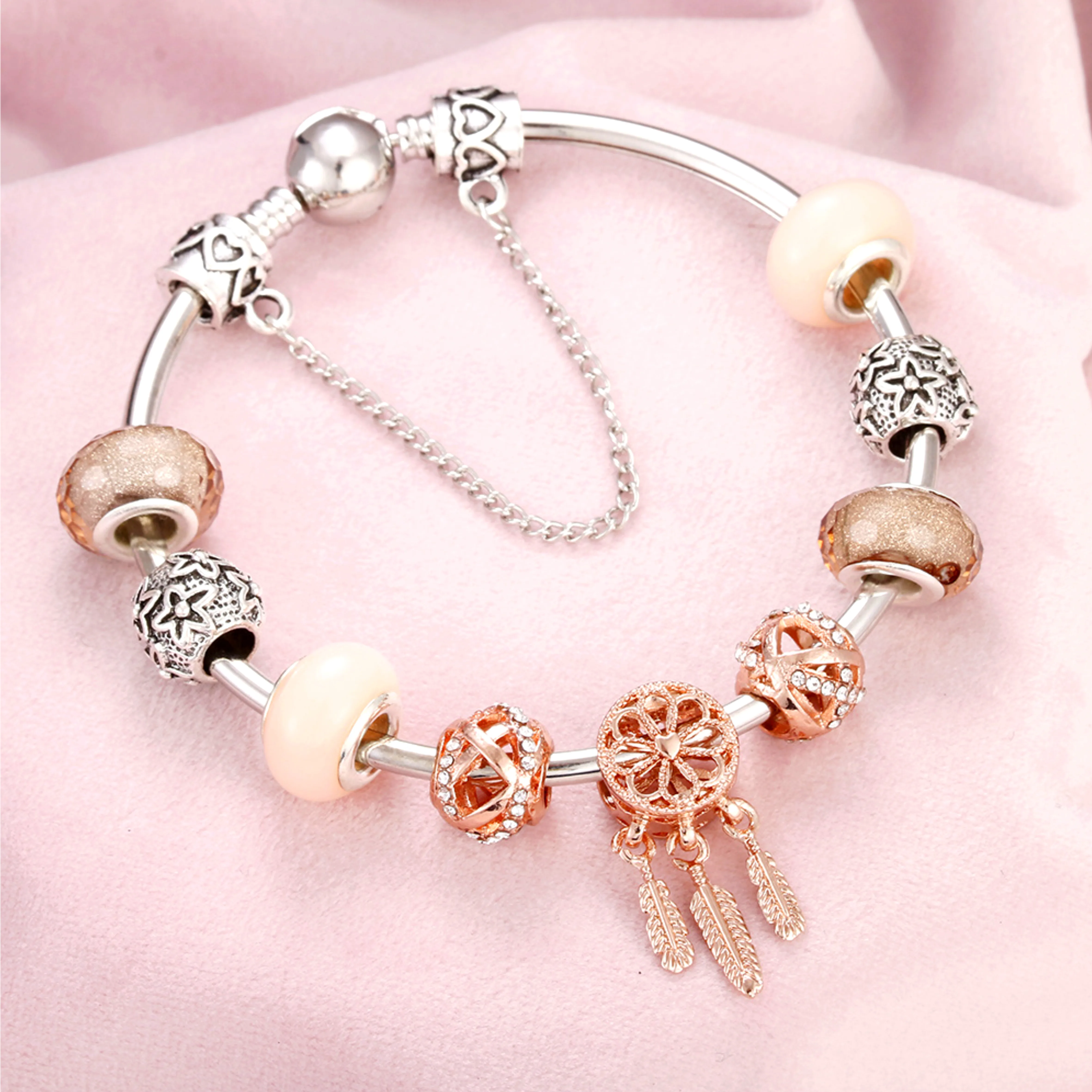 Classic Women Bracelet Rose Gold Dreamcatcher Beads Bracelets & Bangles Chain Link Ladies Antique Luxury Jewelry Girl Gifts DIY
Classic Women Bracelet Rose Gold Dreamcatcher Beads Bracelets & Bangles Chain Link Ladies Antique Luxury Jewelry Girl Gifts DIY